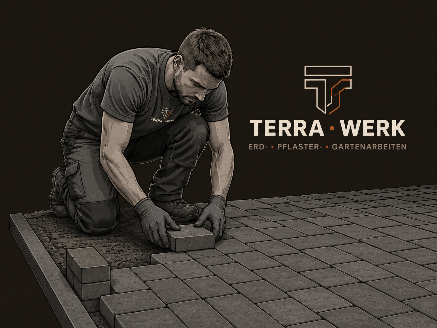 TerraWerk Mitarbeiter bei Pflasterarbeiten